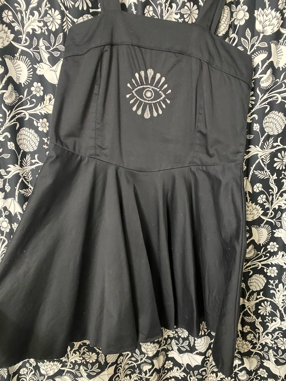 Coven United Fit and Flare Dress with Embroidered Evil Eye Detail